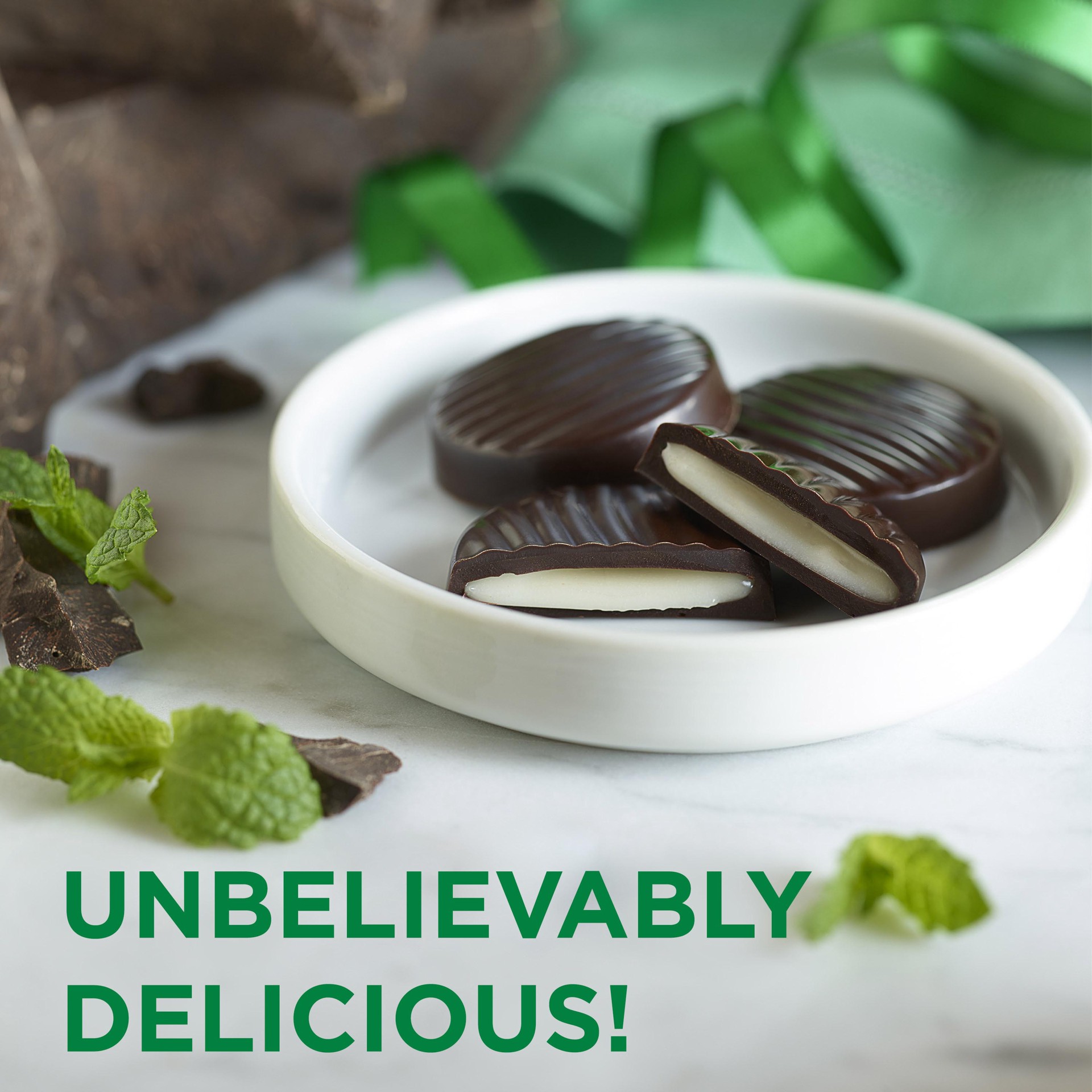 slide 4 of 4, RUSSELL STOVER Sugar Free Dark Chocolate Mint Patties Candy, 2 oz. bag, 2 oz