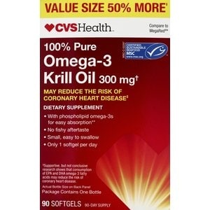 slide 1 of 1, CVS Health 100% Pure Omega-3 Krill Oil Softgels, 90 ct; 300 mg