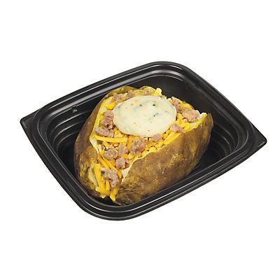 slide 1 of 1, H-E-B Meal Simple Fully Loaded Baked Potato with Uncured Bacon and Onion and Chive Butter, 10.75 oz