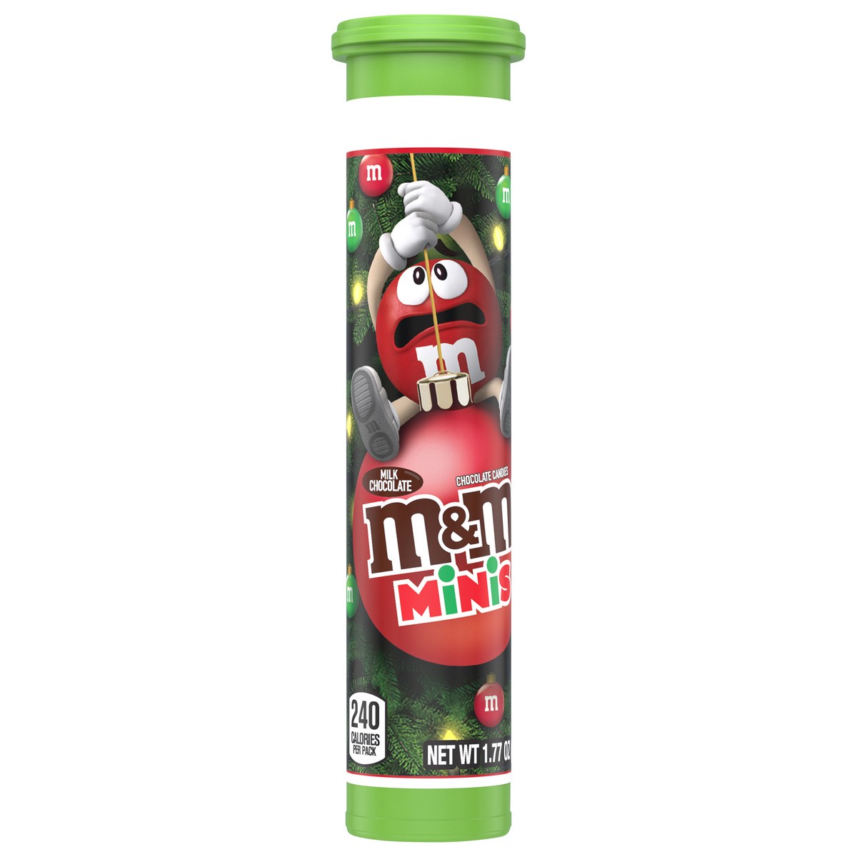 slide 1 of 12, M&M'S Minis Milk Chocolate Mega Christmas Tube, 1.77 oz, 1.77 oz