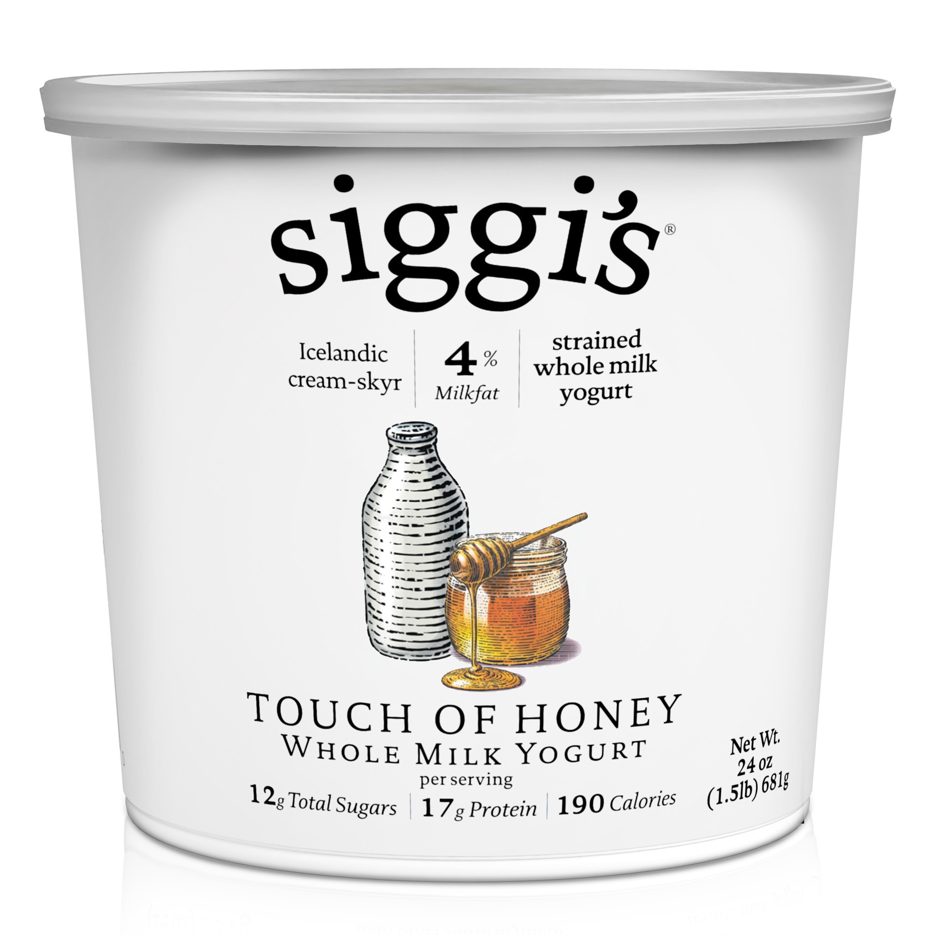 slide 1 of 3, Siggi's Wholemilk Yogurt Touch of Honey, 24 oz