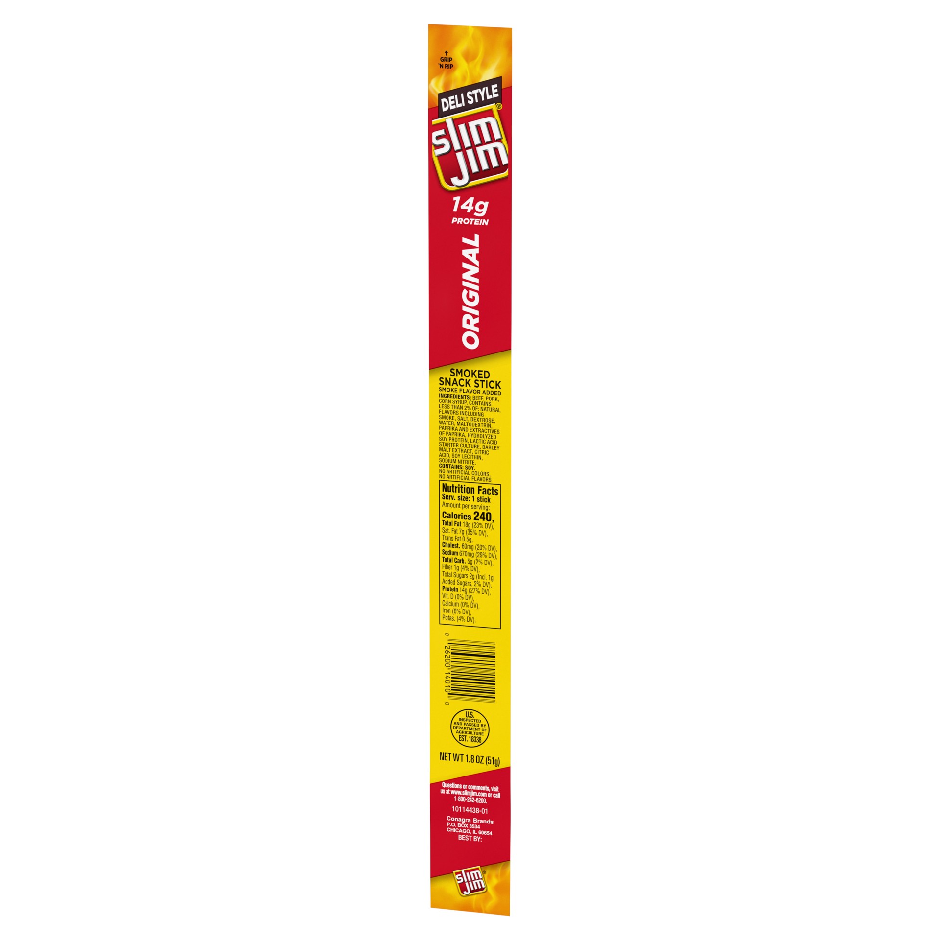 slide 2 of 5, Slim Jim Deli Style Smoked Original Snack Stick 1.8 oz, 1.8 oz