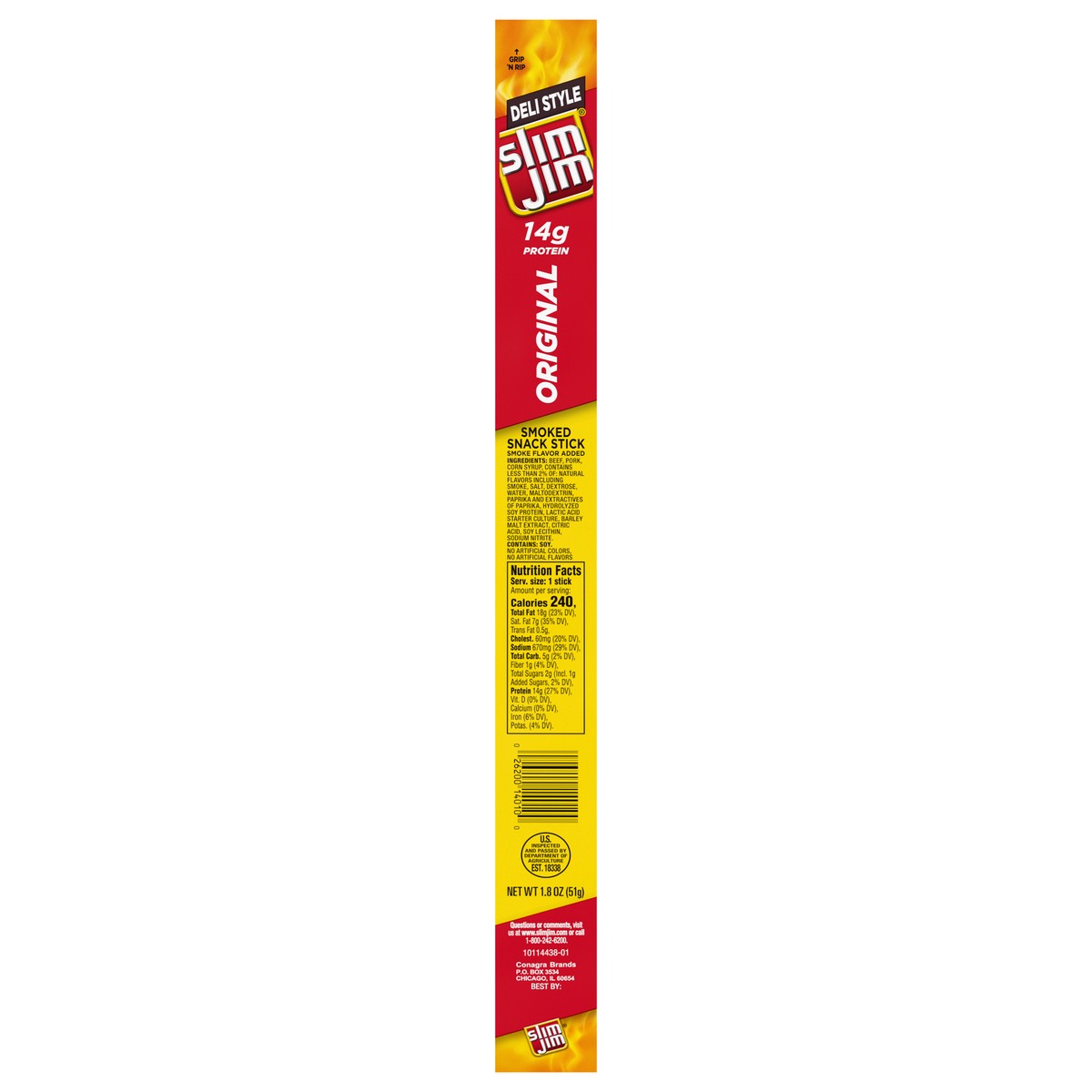 slide 1 of 5, Slim Jim Deli Style Smoked Original Snack Stick 1.8 oz, 1.8 oz