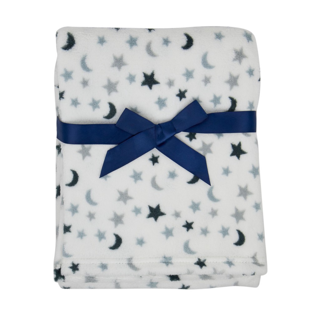 slide 4 of 4, Cutie Pie Moon & Stars Plush Baby Blanket, 1 ct