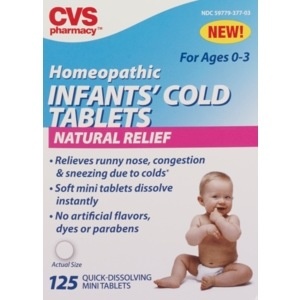 slide 1 of 1, CVS Health Homeopathic Infants' Cold Tablets, 125 ct