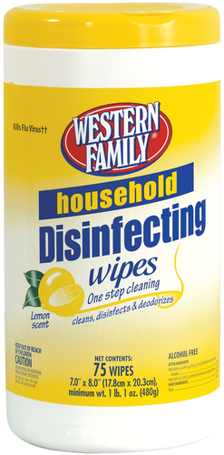 slide 1 of 1, Western Family Disinfectant Wipes Lemon Scent, 75 ct