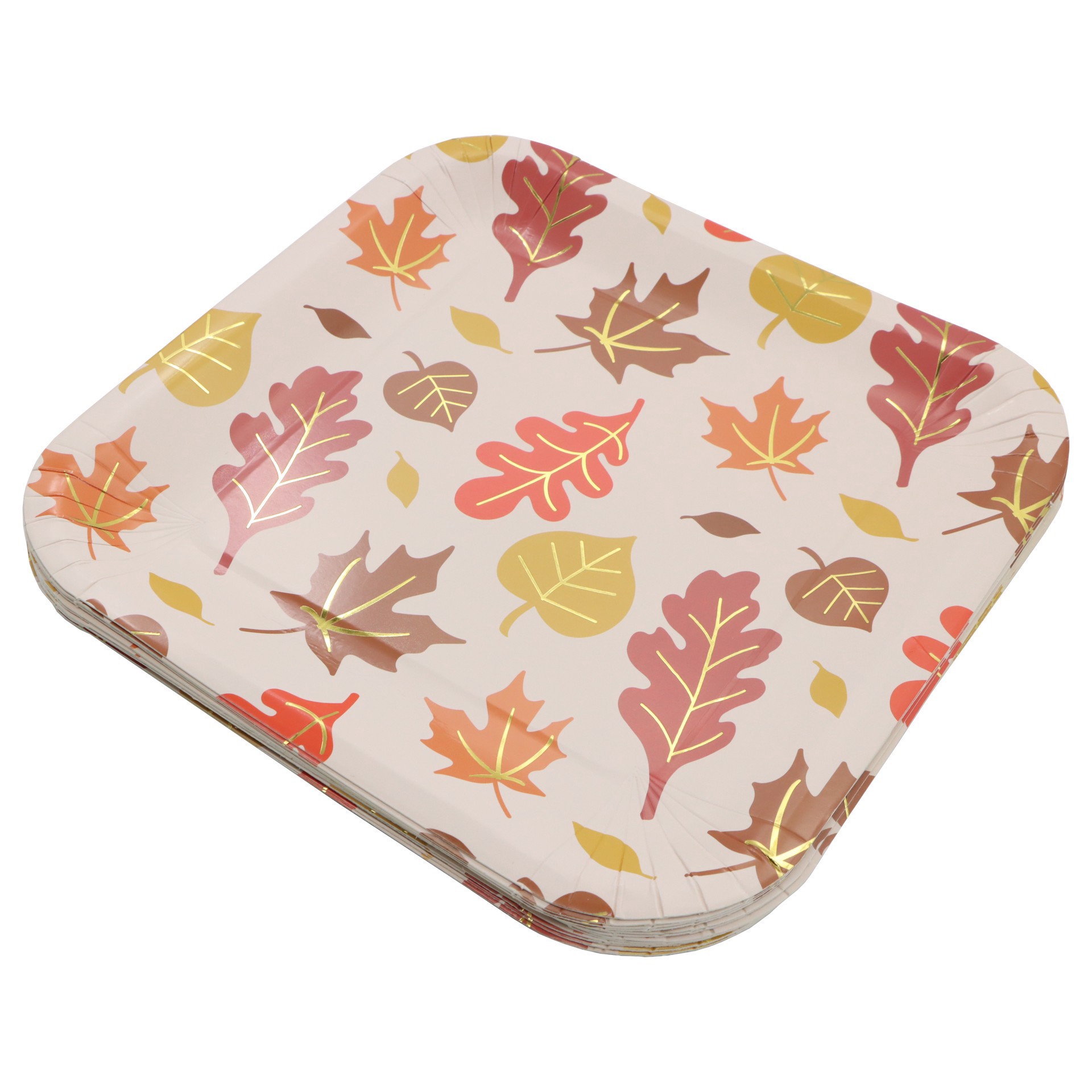 slide 2 of 3, 9" Square Thanksgiving Leaves Paper Plates, 12ct. By Celebrate It, 12 ct