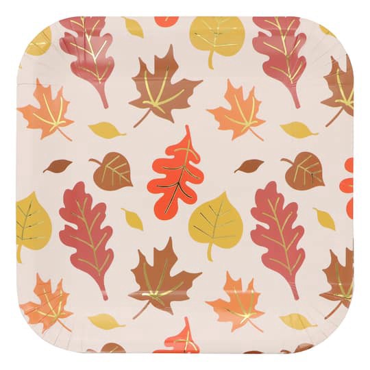 slide 1 of 3, 9" Square Thanksgiving Leaves Paper Plates, 12ct. By Celebrate It, 12 ct