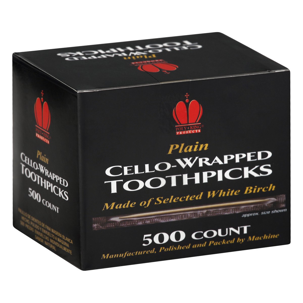 slide 8 of 8, Poly King Plain Cello-Wrapped Toothpicks 500 ea, 500 ct