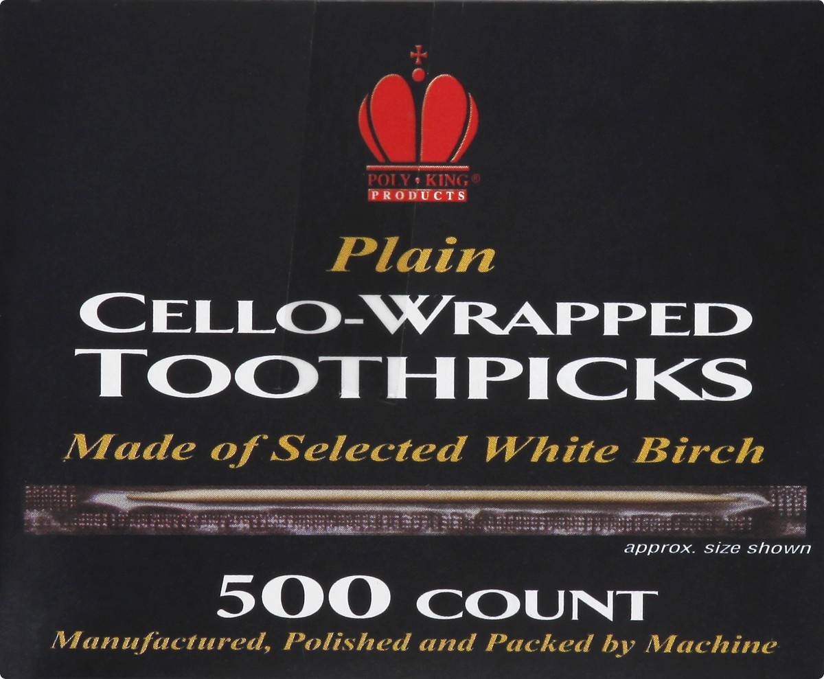 slide 2 of 8, Poly King Plain Cello-Wrapped Toothpicks 500 ea, 500 ct