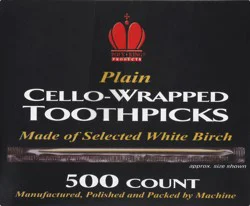 Poly King Plain Cello-Wrapped Toothpicks 500 ea