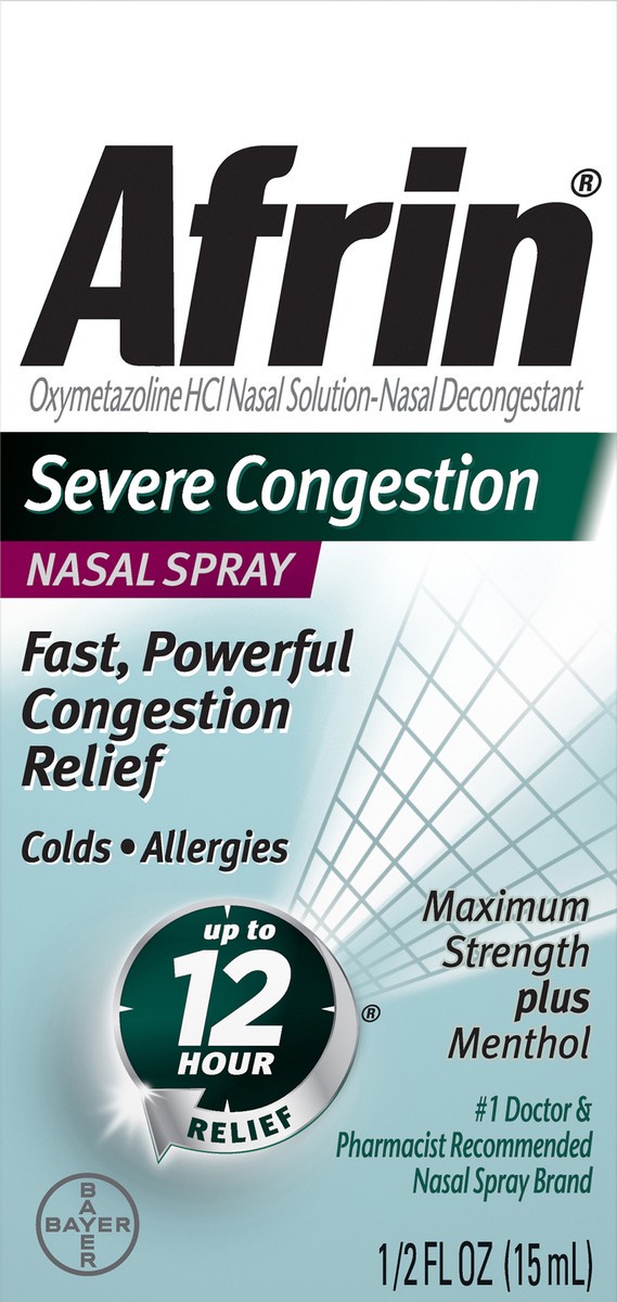 slide 2 of 10, Afrin Severe Congestion With Menthol, 0.5 oz