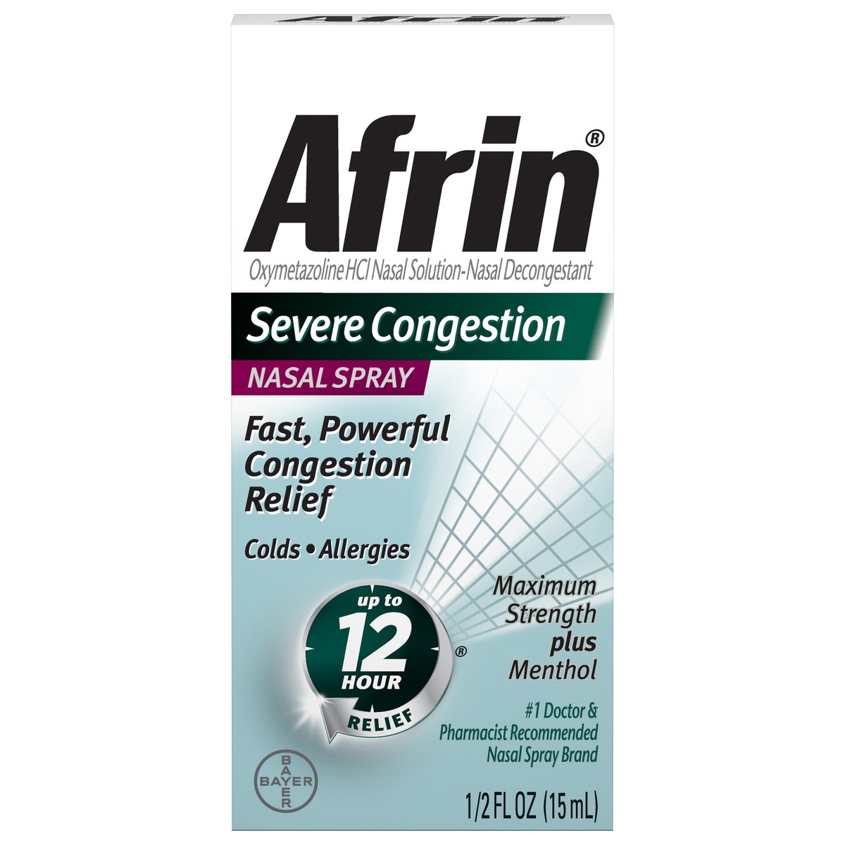 slide 1 of 10, Afrin Severe Congestion With Menthol, 0.5 oz