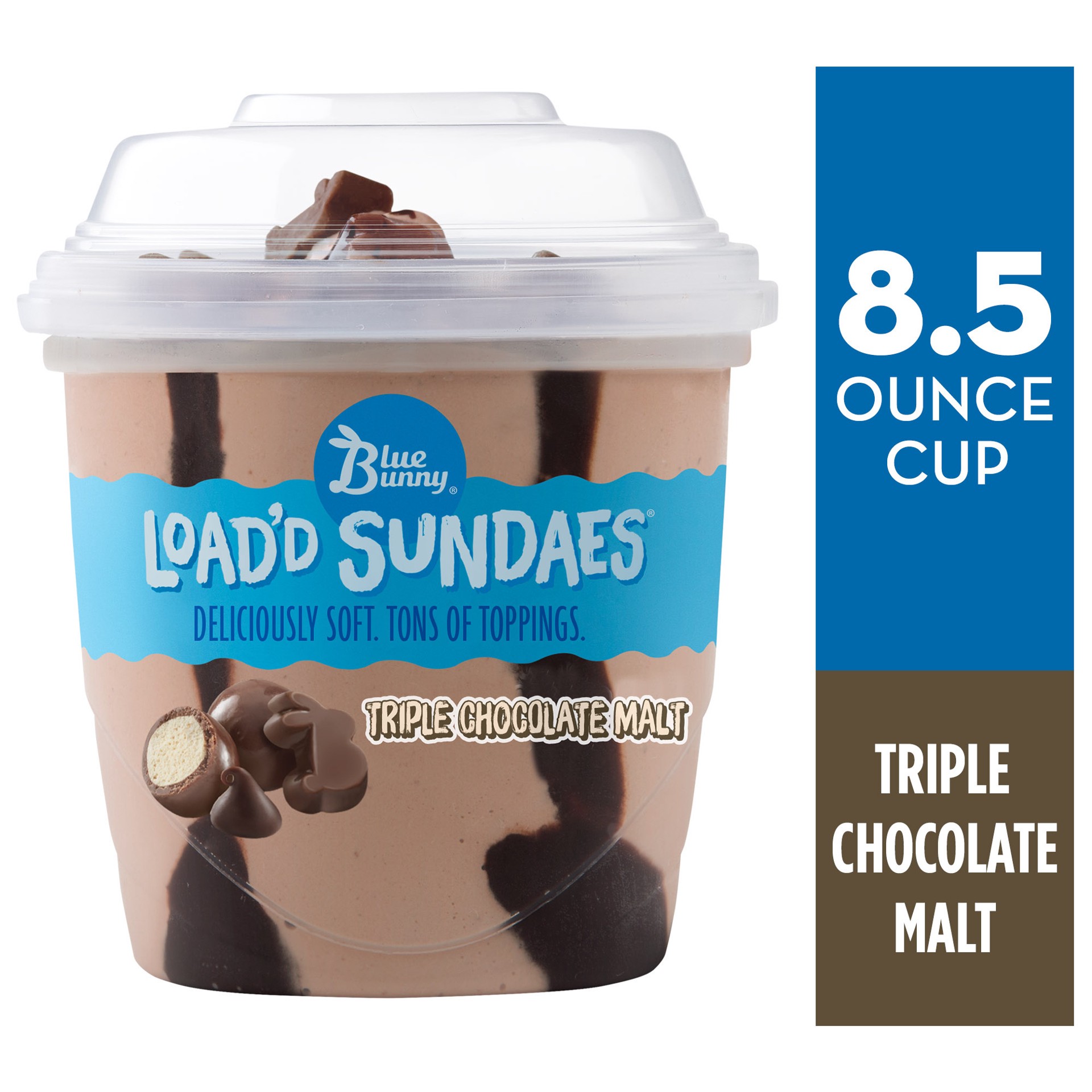 slide 2 of 4, Blue Bunny Triple Chocolate Malt Load'd Sundae, 8.50 fl oz