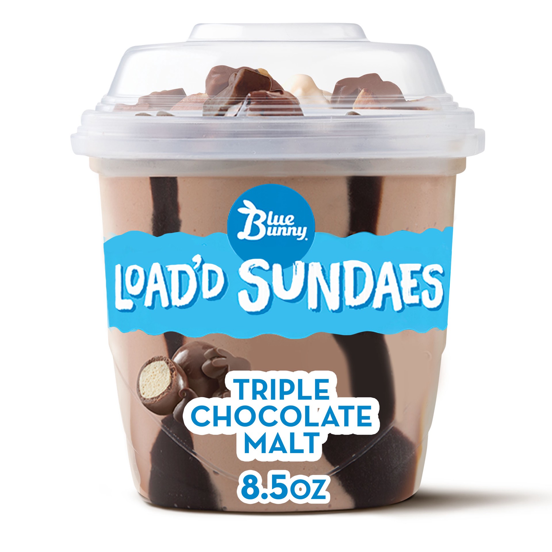 slide 1 of 4, Blue Bunny Triple Chocolate Malt Load'd Sundae, 8.50 fl oz