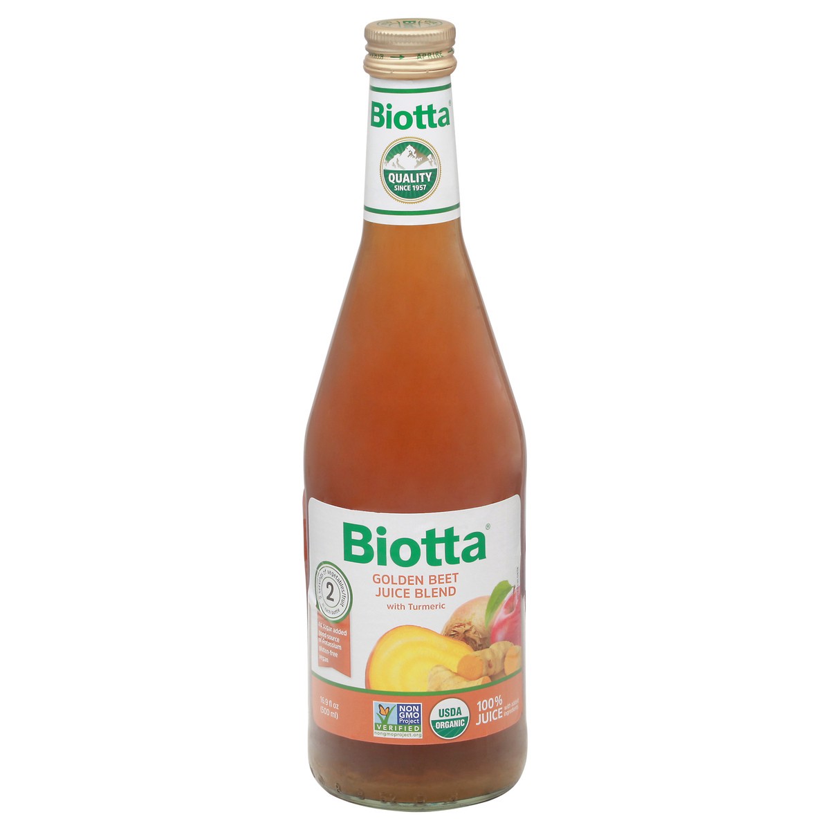 slide 1 of 9, Biotta Golden Beet Juice Blend with Turmeric 16.9 fl oz Bottle, 16.9 fl oz