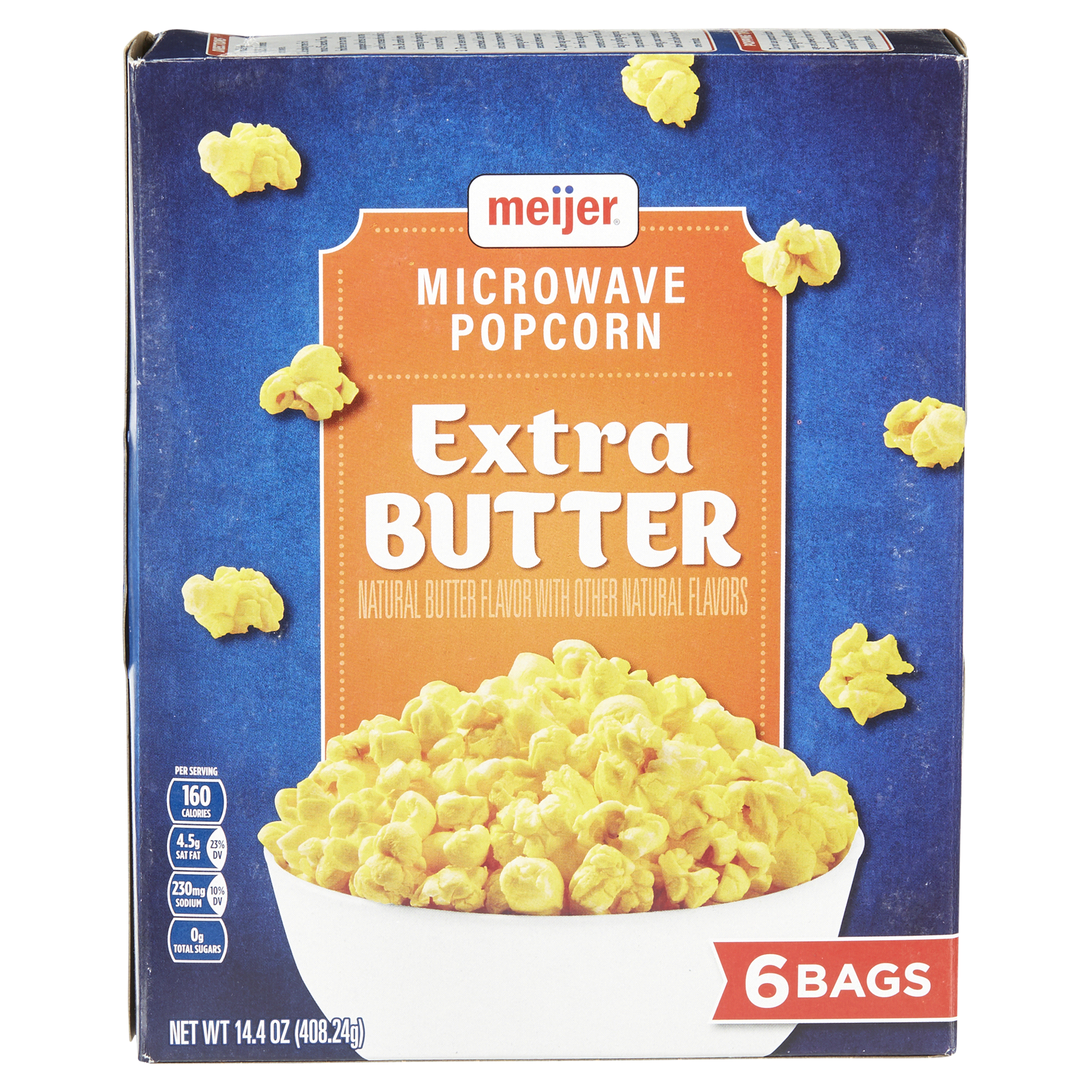 slide 24 of 29, Meijer Extra Butter Microwave Popcorn, 6 ct, 14.4 oz