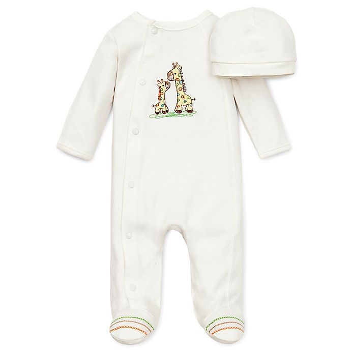 slide 1 of 1, Little Me Giraffe Preemie Footie and Hat Set - Ivory, 2 ct