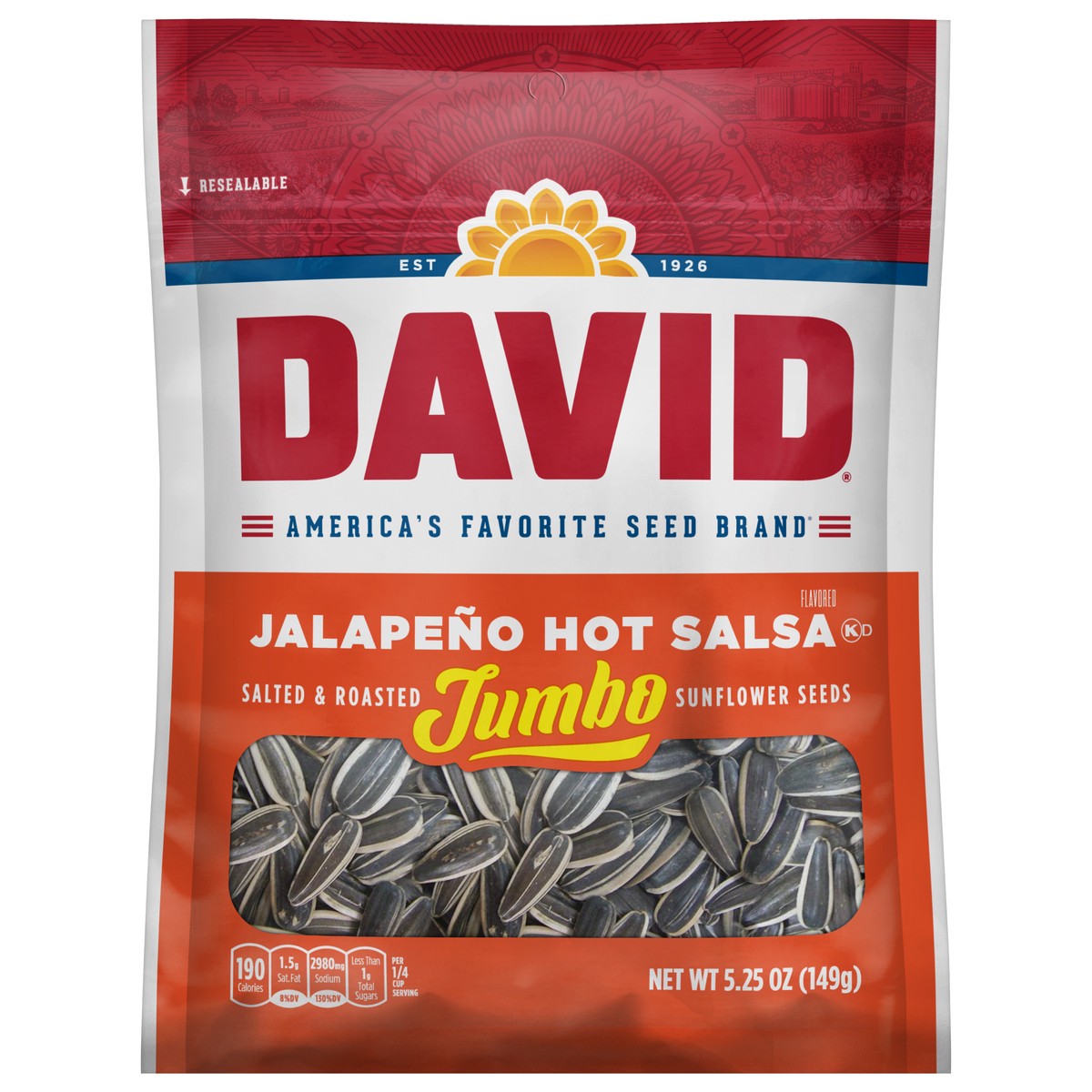 slide 1 of 1, DAVID Jumbo Salted & Roasted Jalapeno Hot Salsa Nuts 5.25 oz, 5.25 oz