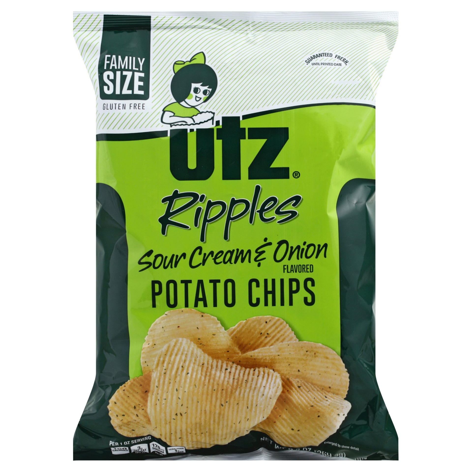 slide 1 of 1, Utz Sour Cream & Onion Ripple Potato Chips, 10 oz