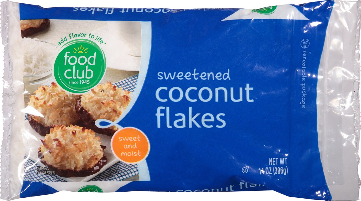 slide 10 of 14, Food Club Sweetened Coconut Flakes, 14 oz