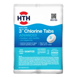 HTH Pool Care 3" Chlorine Tabs Advanced, Sanitizer & Algaecide, Kills Algae and Bacteria