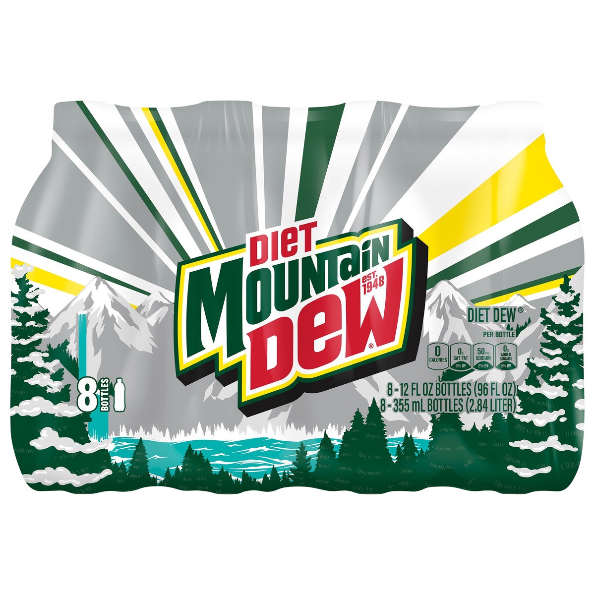 slide 1 of 3, Diet Mountain Dew Diet Soda 8pk, 8 ct; 12 oz