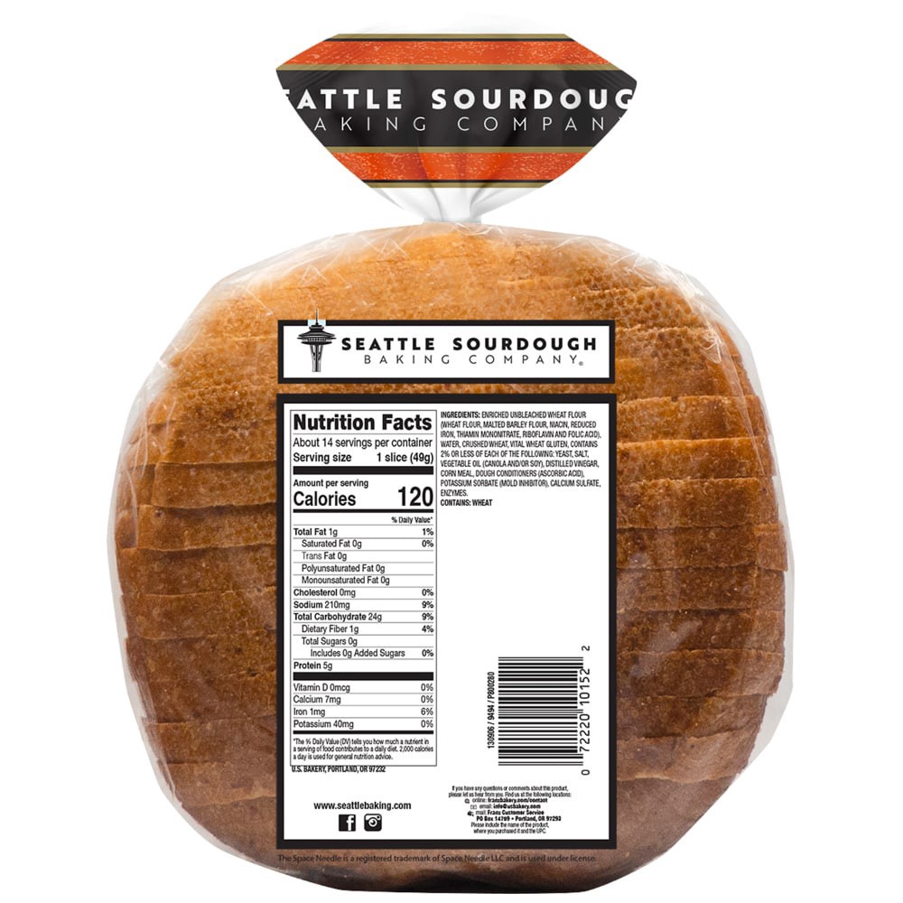 slide 3 of 5, Seattle International Baking Co. Seattle Sour Cr. Wheat Sliced Round Sourdough Bread 24oz, 24 oz
