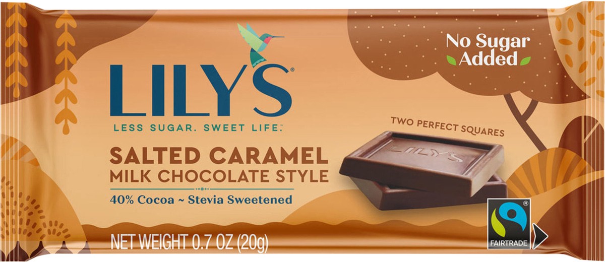 slide 3 of 3, Lily's Sweets Salted Caramel Milk Chocolate Style Bar, 0.7 oz