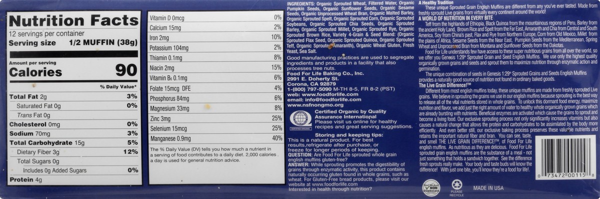 slide 2 of 9, Food For Life English Muffin Gensis, 16 oz