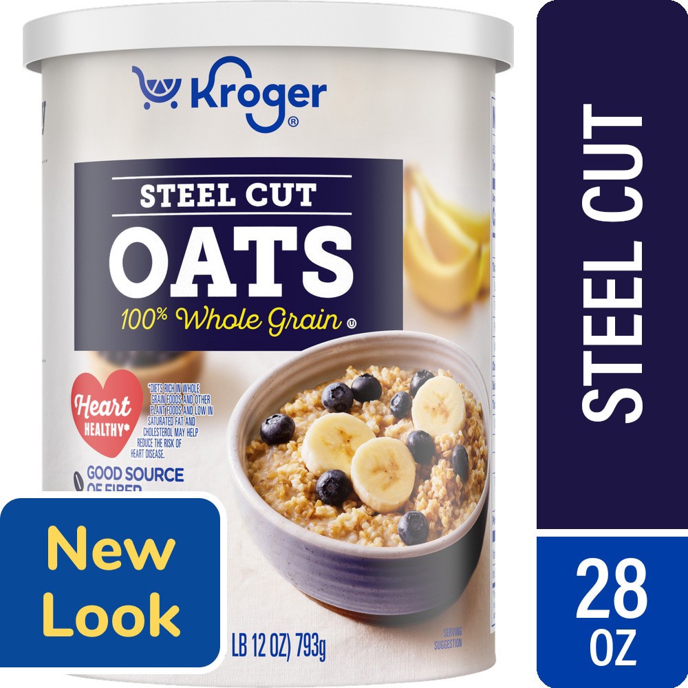 slide 1 of 4, Kroger 100% Whole Grain Steel Cut Oats, 28 oz