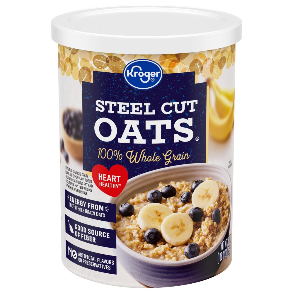 slide 1 of 4, Kroger 100% Whole Grain Steel Cut Oats, 28 oz