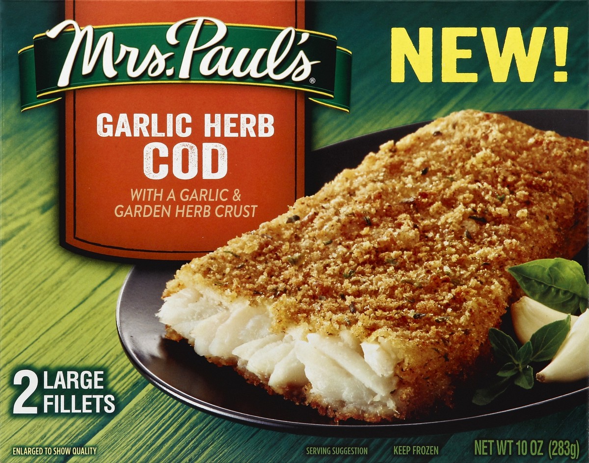 slide 4 of 4, Mrs. Paul's Garlic Herb Cod, 2 ct; 10 oz