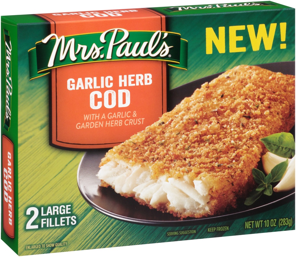 slide 1 of 4, Mrs. Paul's Garlic Herb Cod, 2 ct; 10 oz