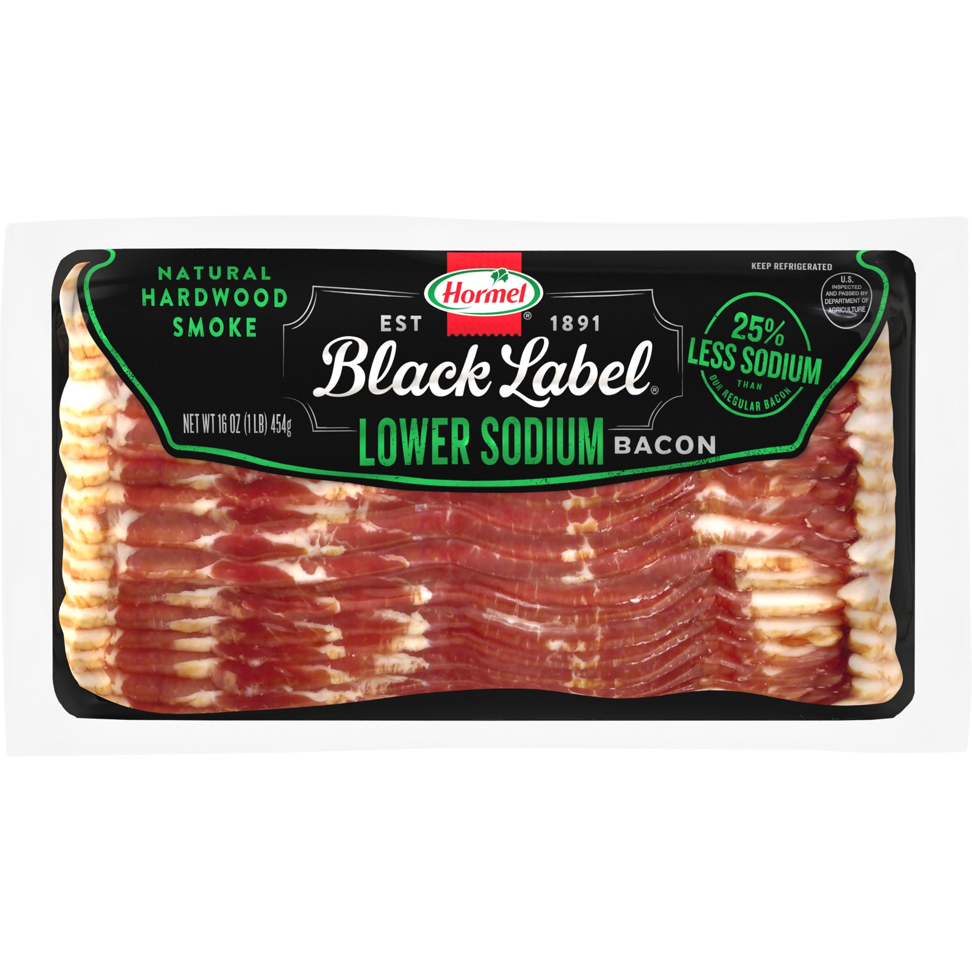 slide 1 of 1, Hormel Black Label Lower Sodium Bacon - 16oz, 16 oz