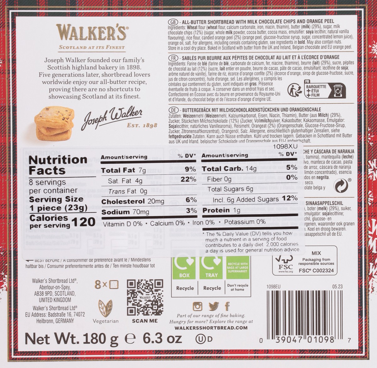 slide 3 of 15, Walkers Chocolate Orange Shortbread 6.2oz - 6.2 OZ, 6.2 oz