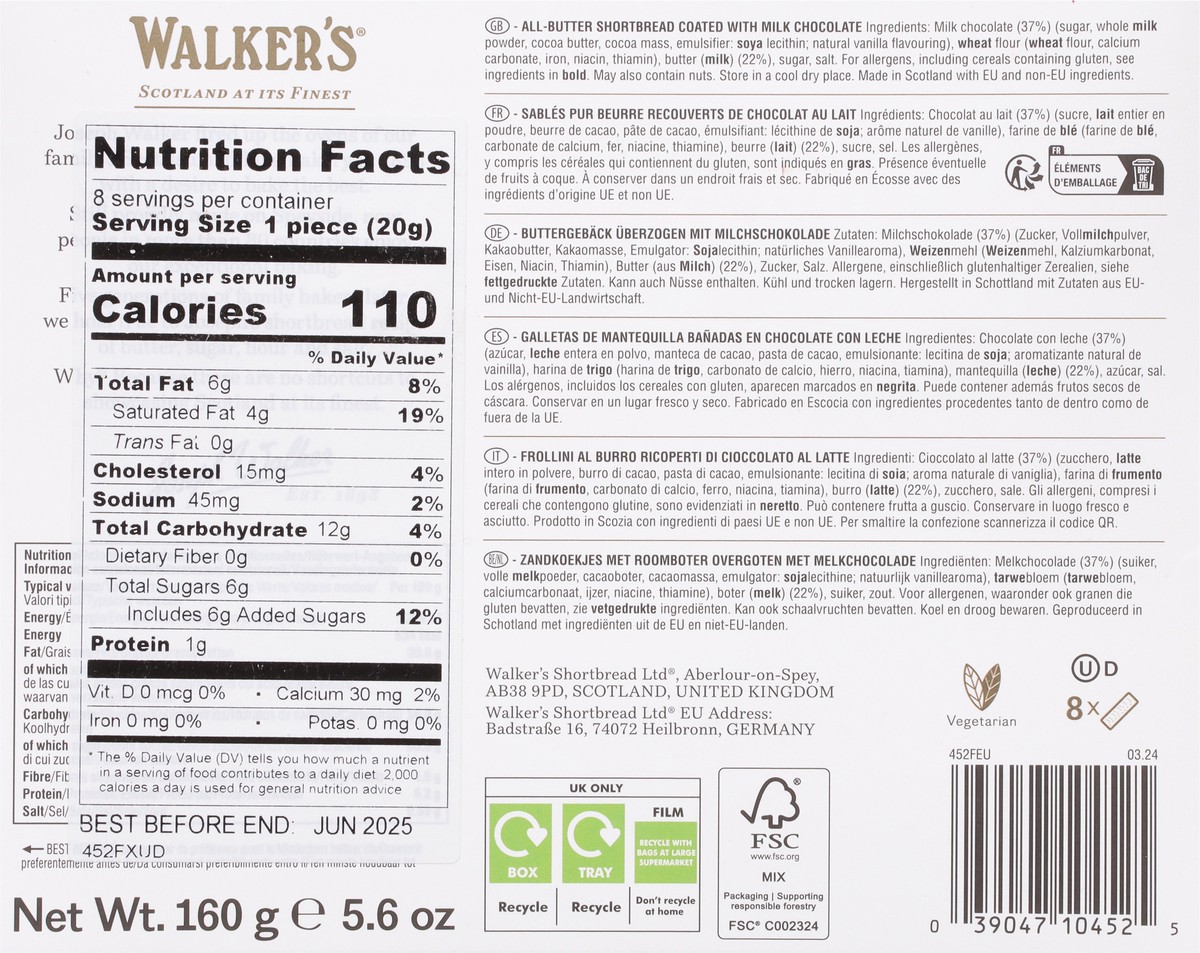 slide 8 of 14, Walkers Milk Chocolate Shortbread 5.6oz - 5.6 OZ, 5.6 oz