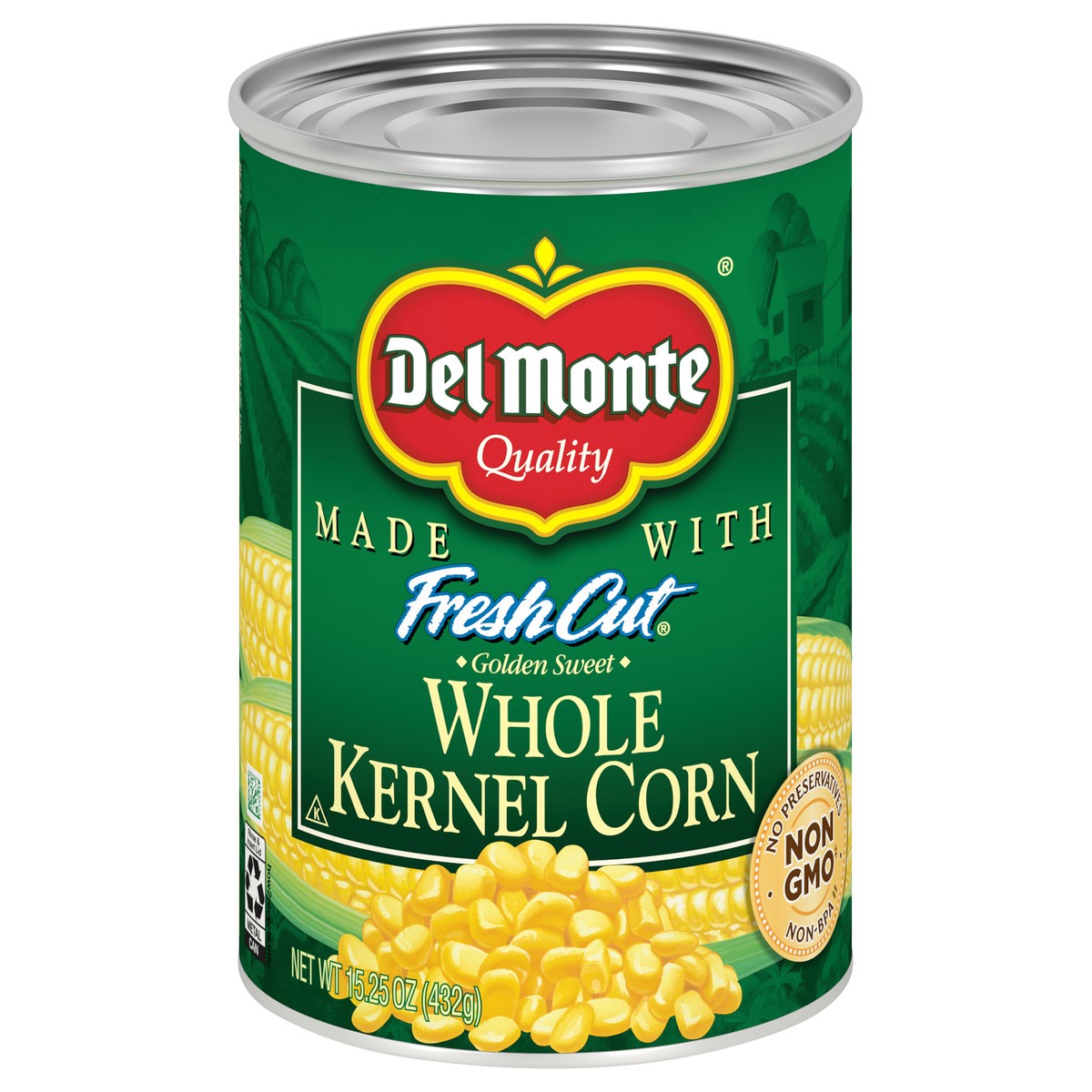 slide 1 of 7, Del Monte Fresh Cut Golden Sweet Whole Kernel Corn 15.25 oz Can, 15.25 oz