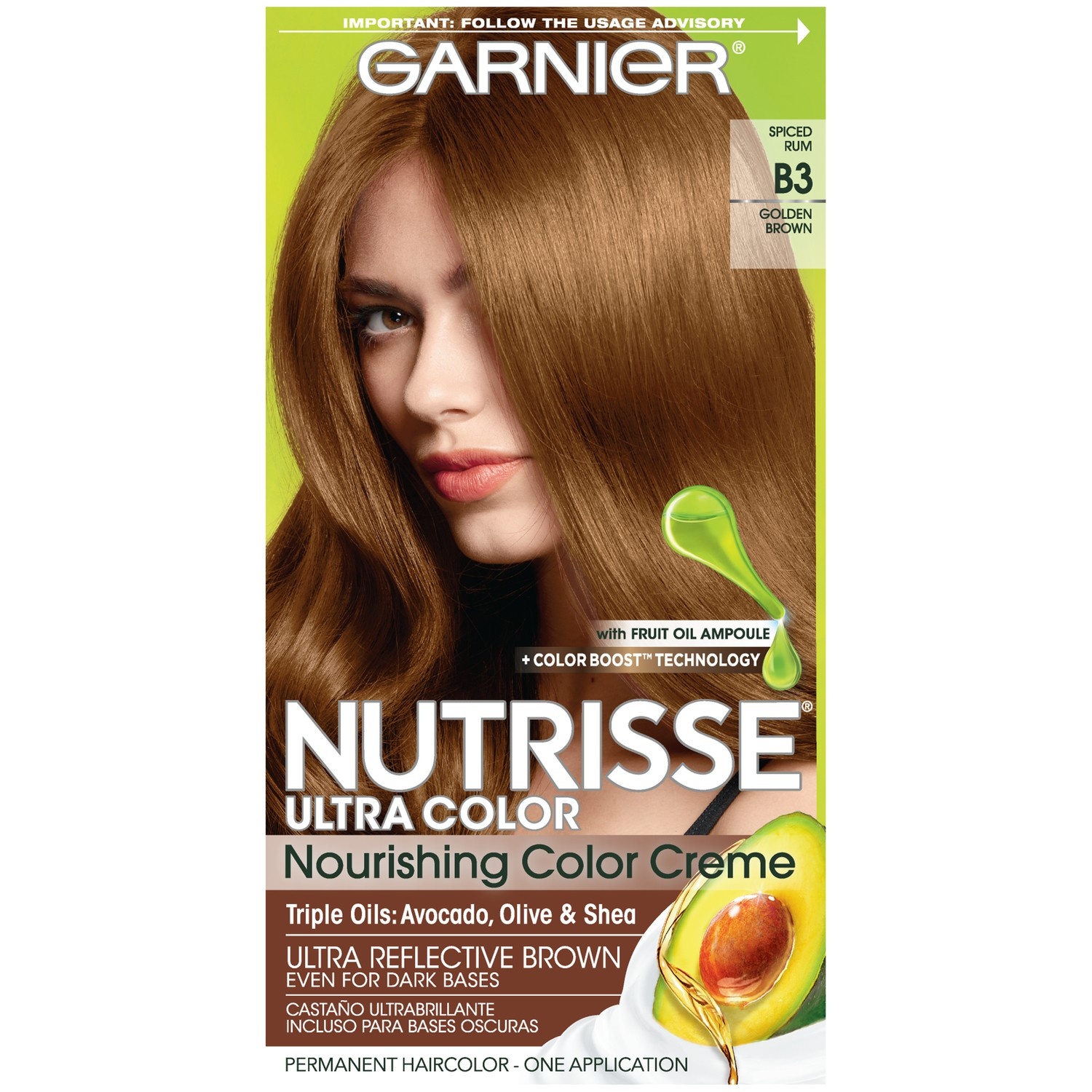 slide 1 of 1, Garnier Nutrisse Permanent Haircolor, Golden Brown B3, 1 Each, 1 ct