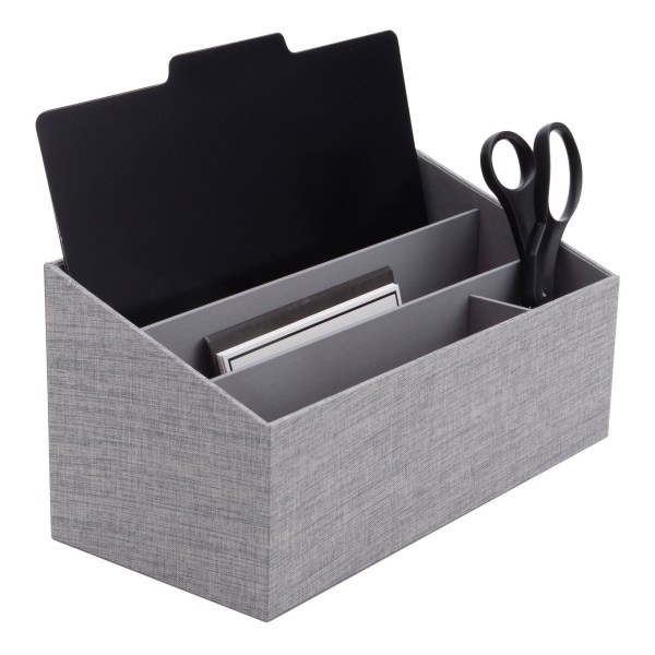 slide 1 of 4, Realspace Fabric 4-Compartment Desk Valet, Light Gray, 12 7/16 in x 5 13/16 in x 5 15/16 in