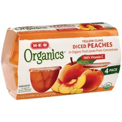 H-E-B Organics Diced Yellow Cling Peach Snack Bowls