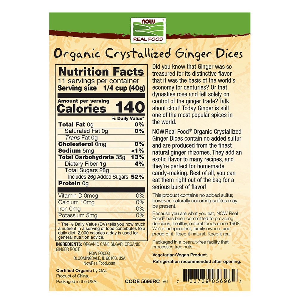 slide 2 of 3, NOW Natural Foods Ginger Dices, Crystallized & Organic - 16 oz., 16 oz