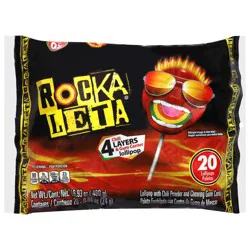 Rocka Leta 4 Layer Chili & Gum Center Lollipop 20 ea