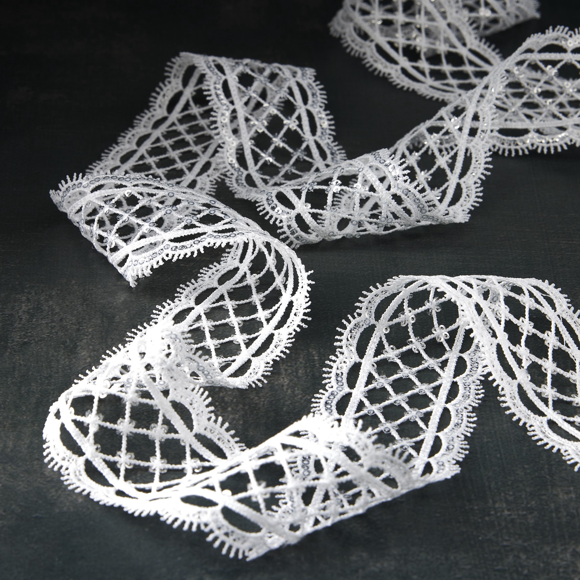 slide 4 of 4, 1.75'' X 2yd. Lace Sequined Ribbon By Celebrate It, 1.75 in x 2 yd