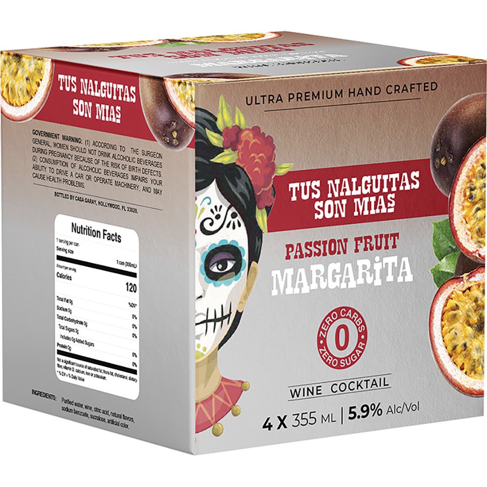 slide 1 of 1, Qvivo Brands Tus Nalguitas Passion Marg Wine, 4 ct; 12 oz