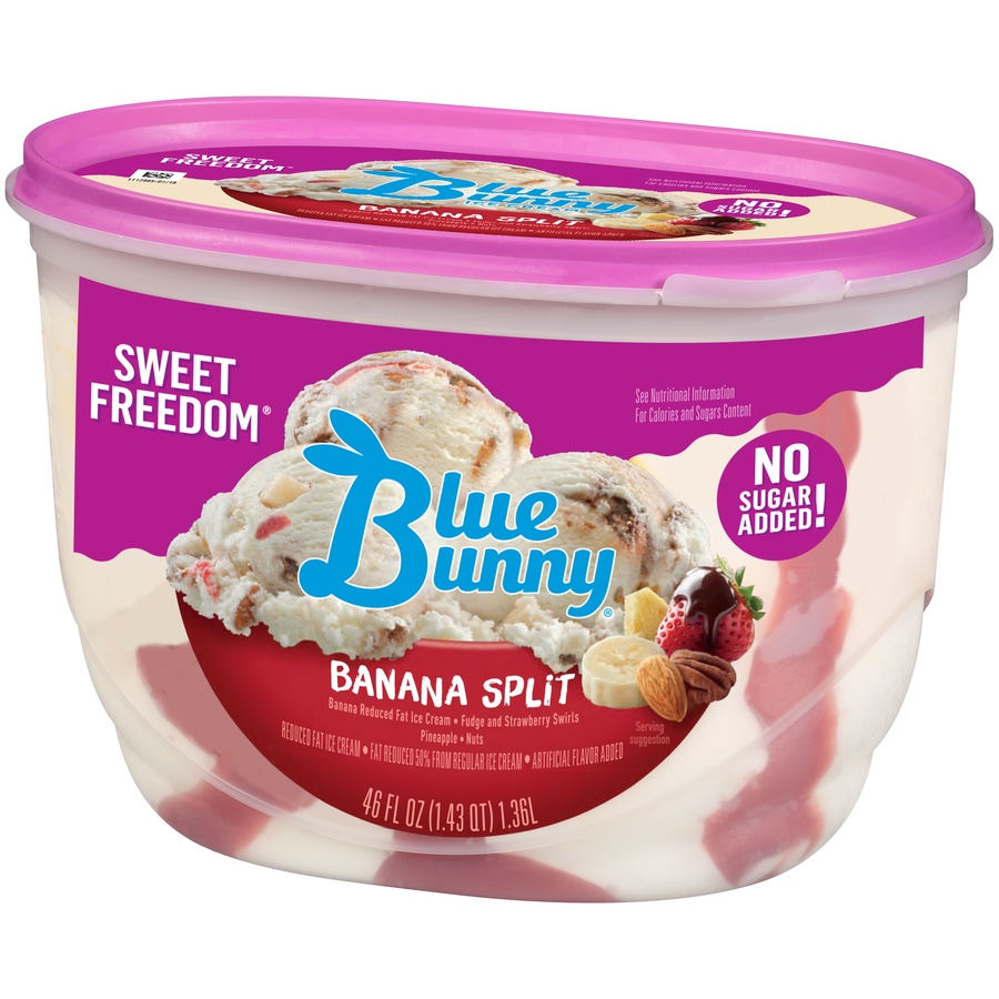 Blue Bunny Sweet Freedom No Sugar Added Banana Split Ice Cream 46 fl oz ...