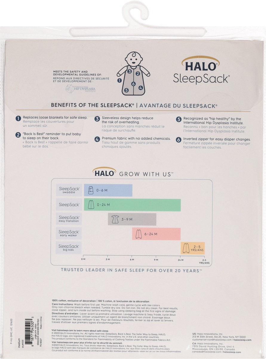 slide 3 of 9, Halo SleepSack 6 to 12 Months Jungle Print Cotton Blanket Medium 1 ea, 1 ct