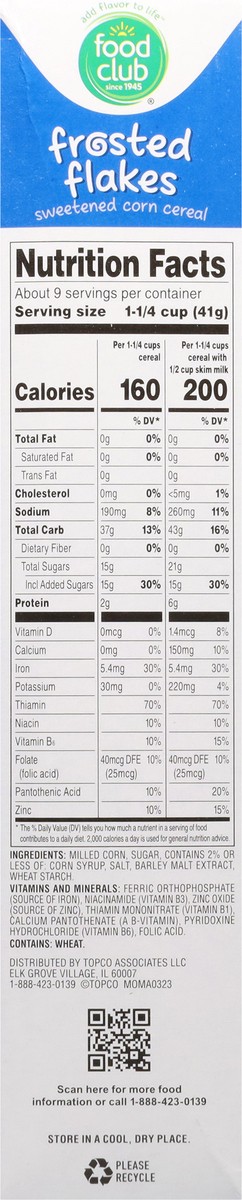 slide 8 of 14, Food Club Frosted Flakes Cereal 13.5 oz, 13.5 oz