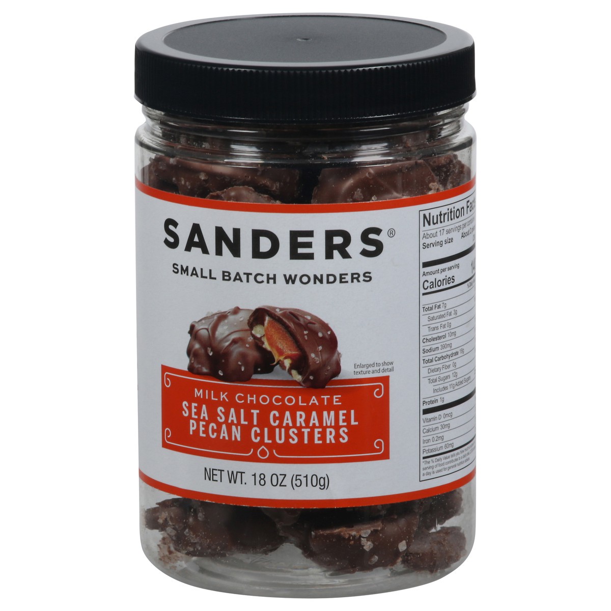 slide 9 of 9, Sanders Milk Chocolate Sea Salt Caramel Pecan Clusters 18 oz, 18 oz