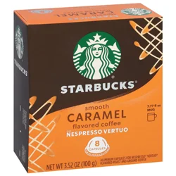 Starbucks Ground Coffee, Smooth Caramel Flavored, Aluminum Capsules - 8 ct